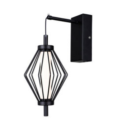 Luminosa Lighting Luminosa Sevil Wall Lamp Matt Black, Chrome 3000K Warm White - thumbnail 4