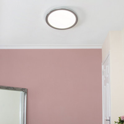 Litecraft Darly Chrome 1 Lamp Modern Bathroom 24W Led Flush Ceiling Light - image 1