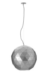 Orsina Large Silver Finish Pendant Light, Geometric Steel Ceiling Fixture With Gold Interior, Statement Pendant Lamp