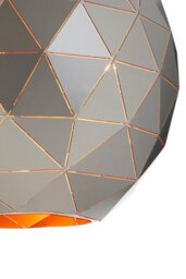 Orsina Large Silver Finish Pendant Light, Geometric Steel Ceiling Fixture With Gold Interior, Statement Pendant Lamp - thumbnail 3