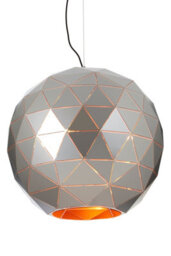 Orsina Large Silver Finish Pendant Light, Geometric Steel Ceiling Fixture With Gold Interior, Statement Pendant Lamp - thumbnail 5