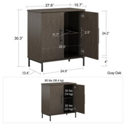Dorel Vivinne Storage Cabinet With 2 Doors In Grey Oak Look - thumbnail 3