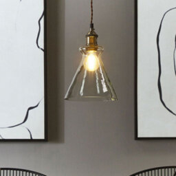 Wyld And Coco Haven Home Brass Glass Pendant, Industrial E27 Ceiling Light - thumbnail 2