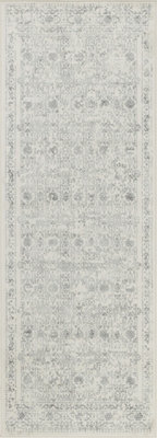 Livabliss Roma-Vintage Grey Cream Ivory Traditional Boho Living Dining Bedroom Rug 69 X 221 Cm Easy Care, Non Shedding - image 1