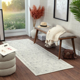 Livabliss Roma-Vintage Grey Cream Ivory Traditional Boho Living Dining Bedroom Rug 69 X 221 Cm Easy Care, Non Shedding - thumbnail 2