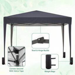 Birchtree Waterproof 3M X 3M Heavy Duty Pop Up Gazebo Marquee Garden Awning Party Tent Canopy 600D Polyester Steel Frame Grey - thumbnail 6