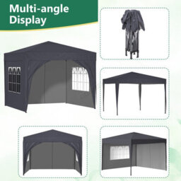 Birchtree Waterproof 3M X 3M Heavy Duty Pop Up Gazebo Marquee Garden Awning Party Tent Canopy 600D Polyester Steel Frame Grey - thumbnail 7
