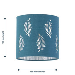 First Choice Lighting Set Of 2 Fern Teal Cut Out 15.5Cm Table Lamp Shades - thumbnail 7