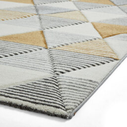 Grey Yellow Modern Geometric Easy To Clean Rug For Dining Room-120Cm X 170Cm - thumbnail 6