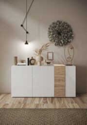 FurniComp LTD Furnicomp Seville 3 Door White Gloss And Cadiz Oak Sideboard - thumbnail 1