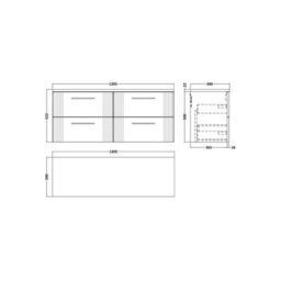 Balterley Belvide Partial Fluted 4 Drawer Wall Hung Vanity Unit With Carrera Marble Laminate Worktop - 1200mm - Satin Dark Grey - thumbnail 2