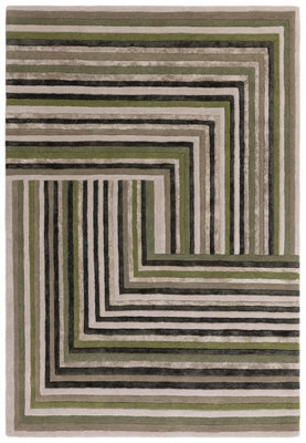Forest Striped Wool Luxurious ,handmade Modern Abstract Optical/ (3D) For Living Room And Bedroom-200Cm X 290Cm - image 1