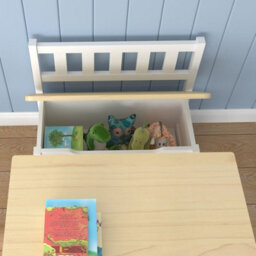 Urbn-Living Urbnliving 53Cm Height Wooden Children's Kids Toddlers Table, 2 Chairs & Toy Storage Bench Activity Set White & Oak - thumbnail 3