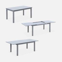 Sweeek - 6-Seater Extendable Aluminium Garden Table With Chairs Grey 210X89X75 Cm - Chicago 6 - thumbnail 4