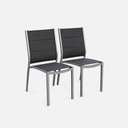 Sweeek - 6-Seater Extendable Aluminium Garden Table With Chairs Grey 210X89X75 Cm - Chicago 6 - thumbnail 5