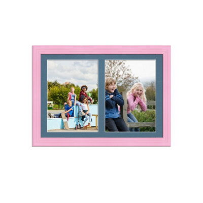 AK Frames 20X14 Pastel Pink Classic Multi Photo Frame With Pompadour Mount - Holds 2 Apertures (2X) A4 Photos - image 1
