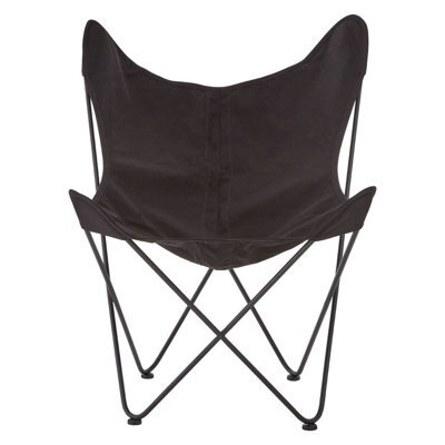 Orsina Durable Black Butterfly Chair, Sling Seat Occasional Chair For Outdoor Garden, Compact Accent Lounge Chair - image 1