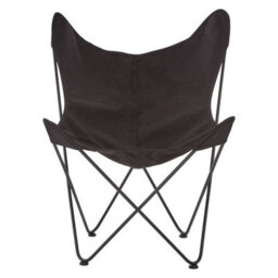 Orsina Durable Black Butterfly Chair, Sling Seat Occasional Chair For Outdoor Garden, Compact Accent Lounge Chair