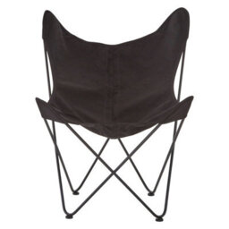 Orsina Durable Black Butterfly Chair, Sling Seat Occasional Chair For Outdoor Garden, Compact Accent Lounge Chair - thumbnail 7