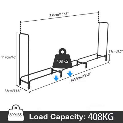 12Ft Outdoor Firewood Rack Heavy Duty Metal Log Holder For Patio And Fireplace.