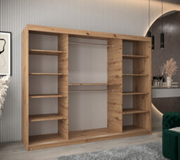 Arte Elegant Oak Artisan Roma I Sliding Door Wardrobe W2500mm H2000mm D620mm Mirrored Classic Storage Solution - thumbnail 3