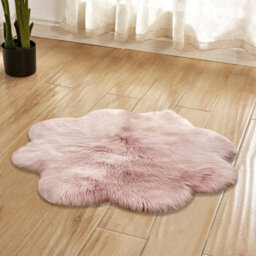 Living And Home Pink Flower Shaped Super Soft Shaggy Area Rug Kids Rooms Decor Indoor Floor Rugs Dia 90Cm - thumbnail 3