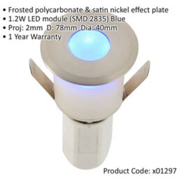 Recessed Decking Ip67 Guide Light - 1.2W Blue Light Led - Satin Nickel Plate - thumbnail 2