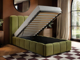 Solace+Co Emilie Ribbed Single Ottoman Bed Green Velvet - thumbnail 2