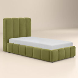Solace+Co Emilie Ribbed Single Ottoman Bed Green Velvet - thumbnail 5