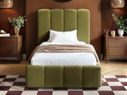 Solace+Co Emilie Ribbed Single Ottoman Bed Green Velvet - thumbnail 3