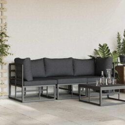 Walplus Outdoor Furniture With Cushion 3 Pcs Black Aluminium - thumbnail 3