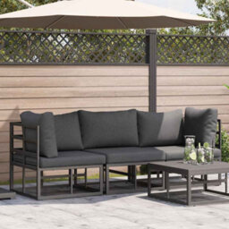 Walplus Outdoor Furniture With Cushion 3 Pcs Black Aluminium