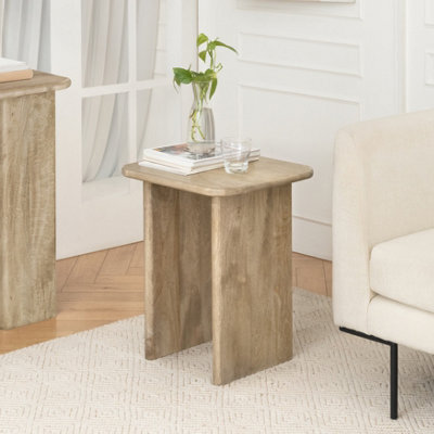 MH London Jem Side Table Solid Wood Living Room End Table Bedside Table Warm Sand  Wooden Side Table - image 1