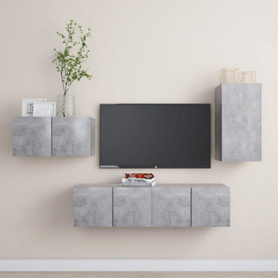 Berkfield 4 Piece Tv Cabinet Set Concrete Grey Engineered Wood - image 1