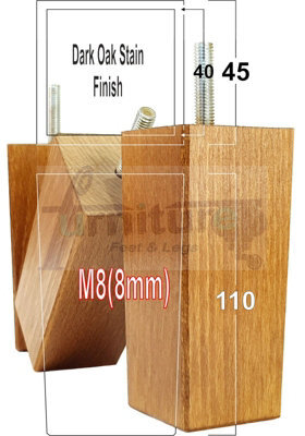 L&F 4X Replacement Furniture Legs Solid Wood 110mm High Sofas Chairs Settee Cabinets Legs M8 Tsp2055 - image 1
