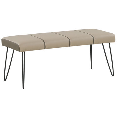 Beliani Upholstered Bench Betin Faux Leather Sand Beige - image 1
