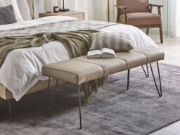Beliani Upholstered Bench Betin Faux Leather Sand Beige - thumbnail 2