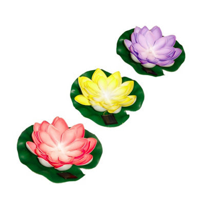 Gardenwize 3-Pack Solar Floating Lotus Lights Warm White Led Pond/water Feature Floating Garden Lights - image 1