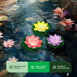Gardenwize 3-Pack Solar Floating Lotus Lights Warm White Led Pond/water Feature Floating Garden Lights - thumbnail 3