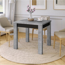 Heze Furniture Fonte 85 Modern Extending Dining Table - Concrete & Black Matt - thumbnail 3