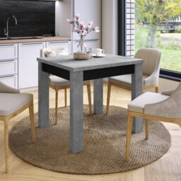 Heze Furniture Fonte 85 Modern Extending Dining Table - Concrete & Black Matt - thumbnail 2