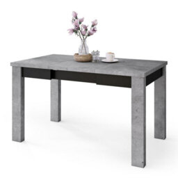 Heze Furniture Fonte 85 Modern Extending Dining Table - Concrete & Black Matt - thumbnail 6