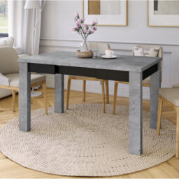 Heze Furniture Fonte 85 Modern Extending Dining Table - Concrete & Black Matt - thumbnail 5
