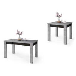 Heze Furniture Fonte 85 Modern Extending Dining Table - Concrete & Black Matt - thumbnail 8