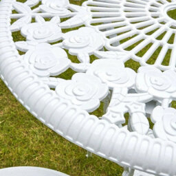 White Metal Bistro Set 3 Piece Outdoor Garden Patio Table And 2 Chairs - thumbnail 2