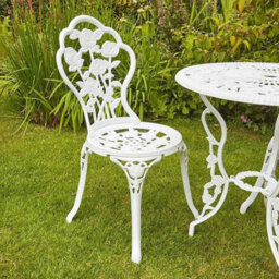 White Metal Bistro Set 3 Piece Outdoor Garden Patio Table And 2 Chairs - thumbnail 4