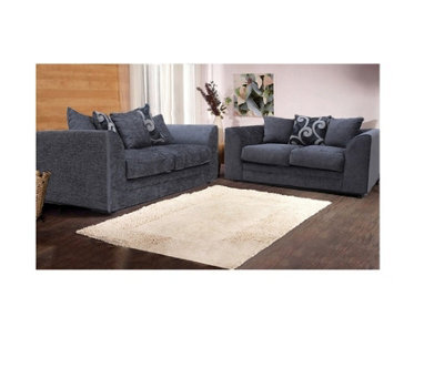 Chenille 3+2 Seater Sofa Set Grey