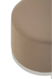 Premier Housewares Interiors By Premier Mink And Silver Round Footstool, Velvet Ottoman Footstool With Silver Base, Pouffe Footstool For Home - thumbnail 3