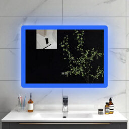 Sline 500X700mm Blue-White Dual-Color Bathroom Led Mirror With Bluetooth, Shaver Socket, Anti-Fog, And Memory Function - thumbnail 1