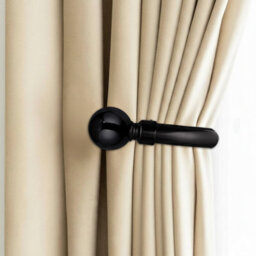 Oxford Homeware Satin Matte Black Effect Curtain Hold Back With Metal Ball Finials Heavy Duty Durable Wall Tie Backs Pair - thumbnail 6